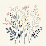 Pastel botanical berries and branches cross stitch kit for beginners