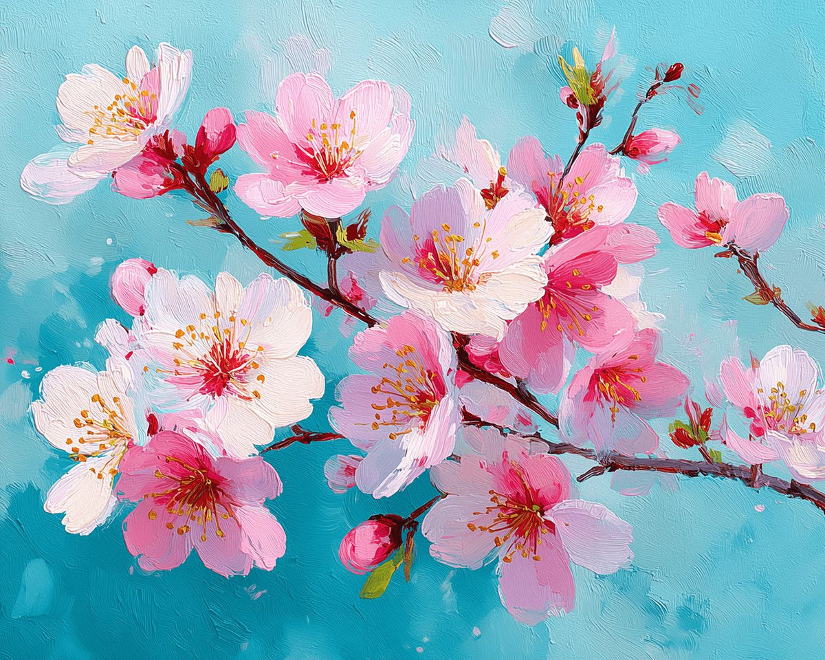 Pastel cherry blossom brushstrokes cross stitch kit for beginners