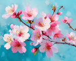 Pastel cherry blossom brushstrokes paint by numbers kit for beginners