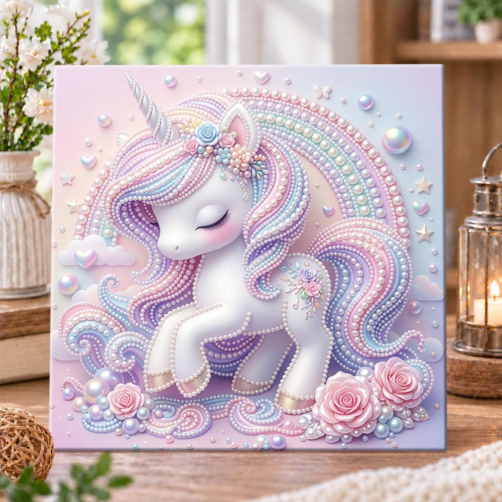 Pastel dreamy unicorn pearl diamond painting kit for beginners