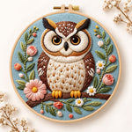 Pastel floral owl embroidery kit