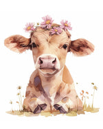 Pastel flower crown calf cross stitch kit for beginners