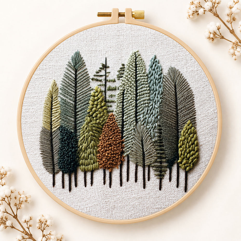 Pastel forest grove embroidery kit