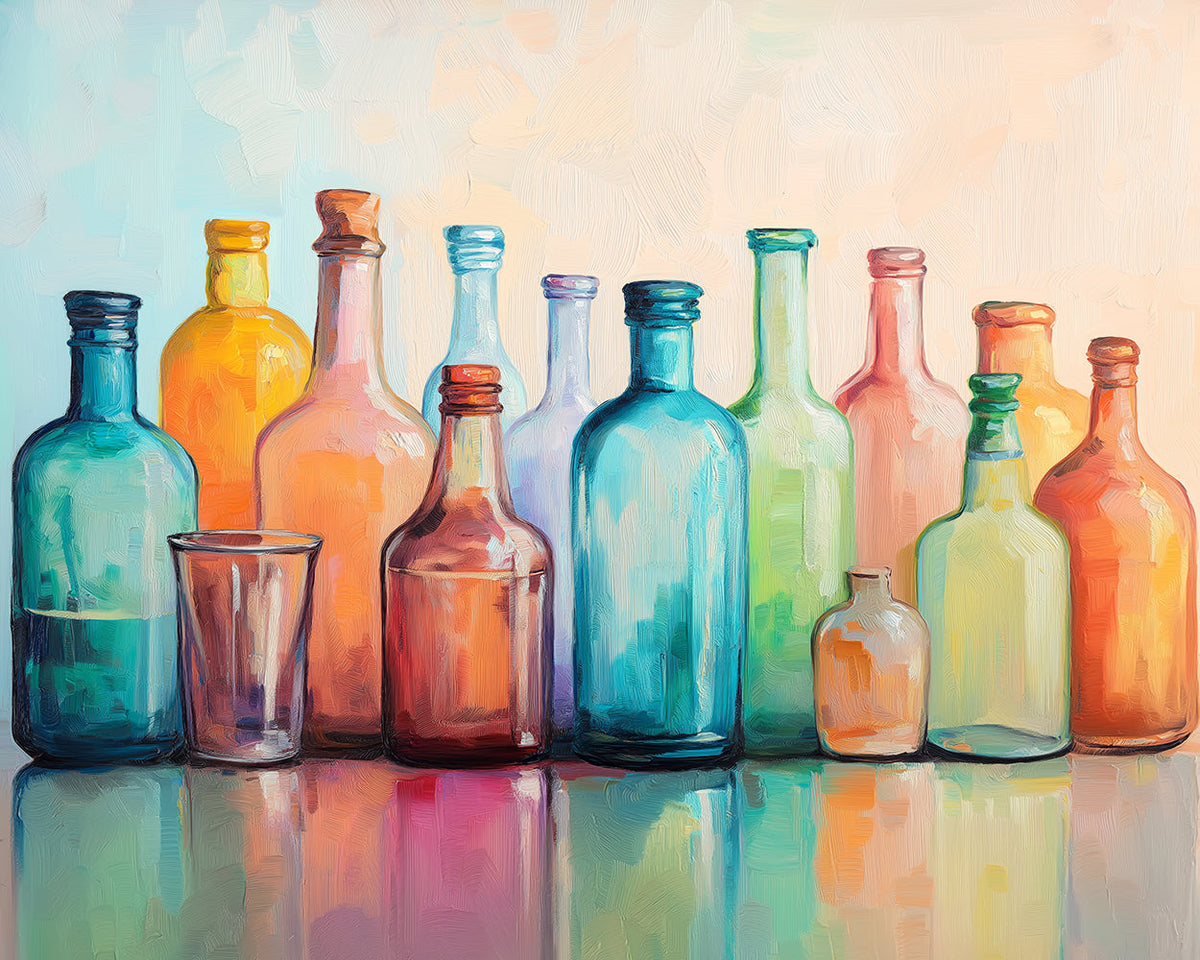 Pastel glass bottle glow cross stitch kit for beginners