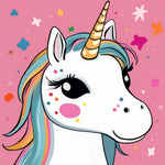 Pastel kawaii unicorn face cross stitch kit for beginners