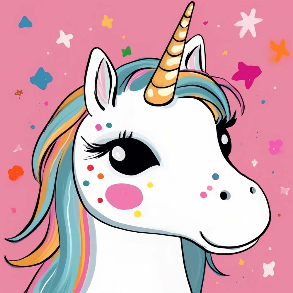 Pastel kawaii unicorn face cross stitch kit for beginners