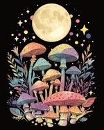 Pastel moon mushrooms cross stitch kit for beginners
