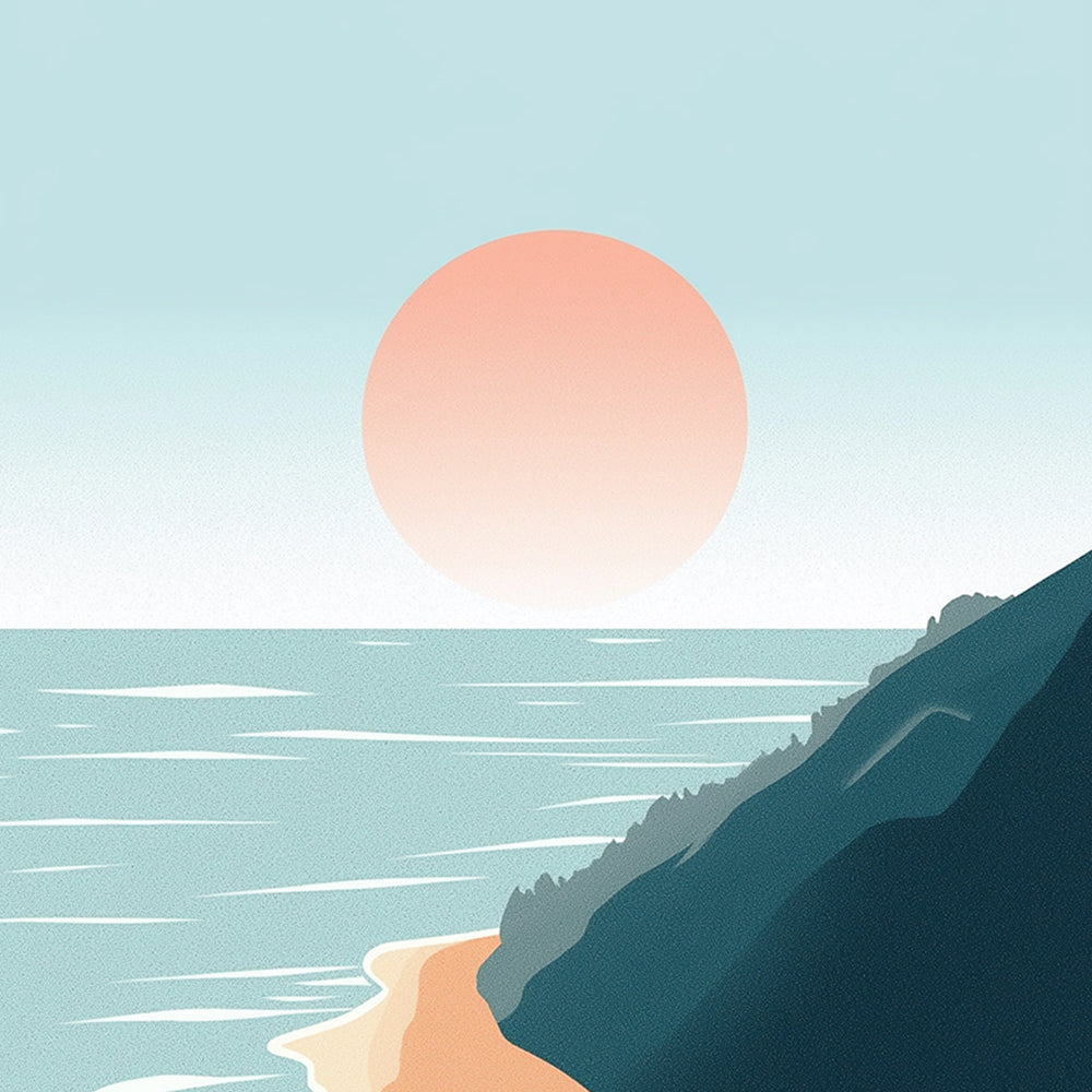 Pastel ocean cliff dusk cross stitch kit for beginners