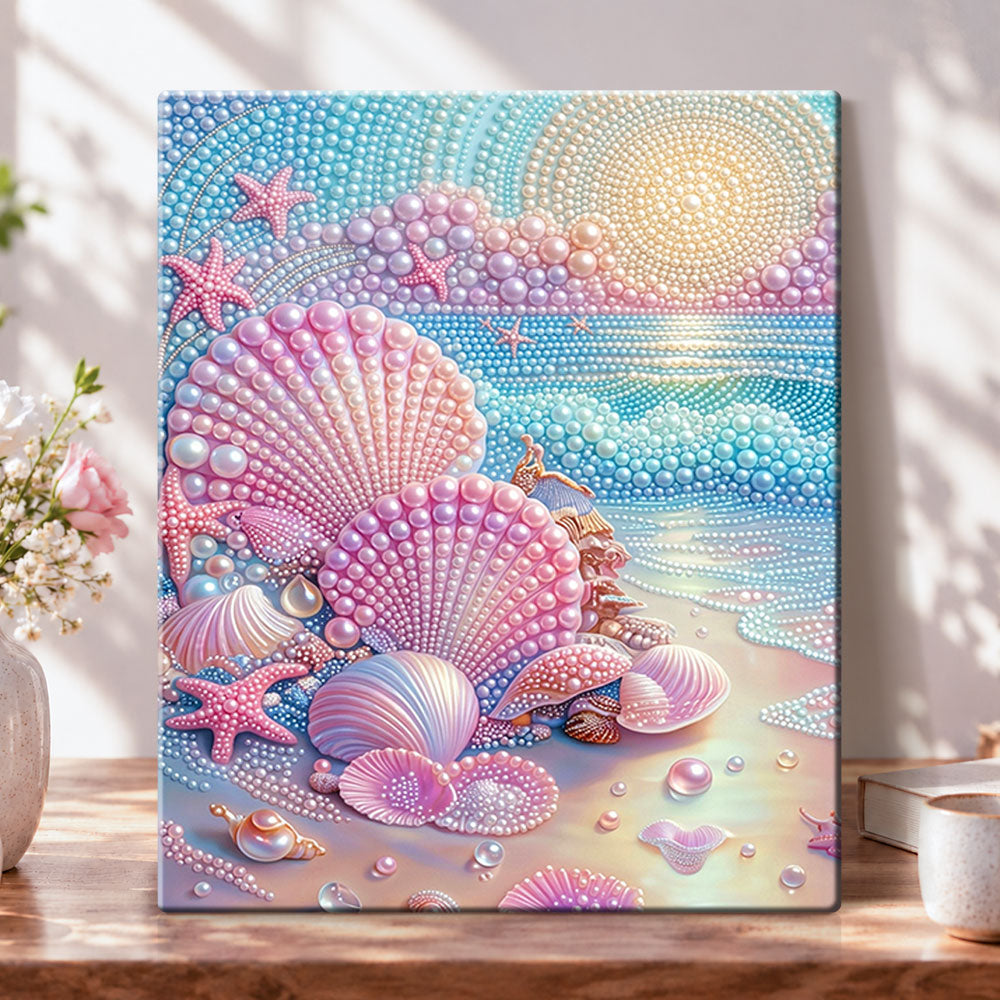 Pastel pearl seaside pearl diamond painting kit for beginners