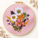 Pastel pink florals embroidery kit