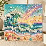 Pastel sea wave decor pearl diamond painting kit for beginners