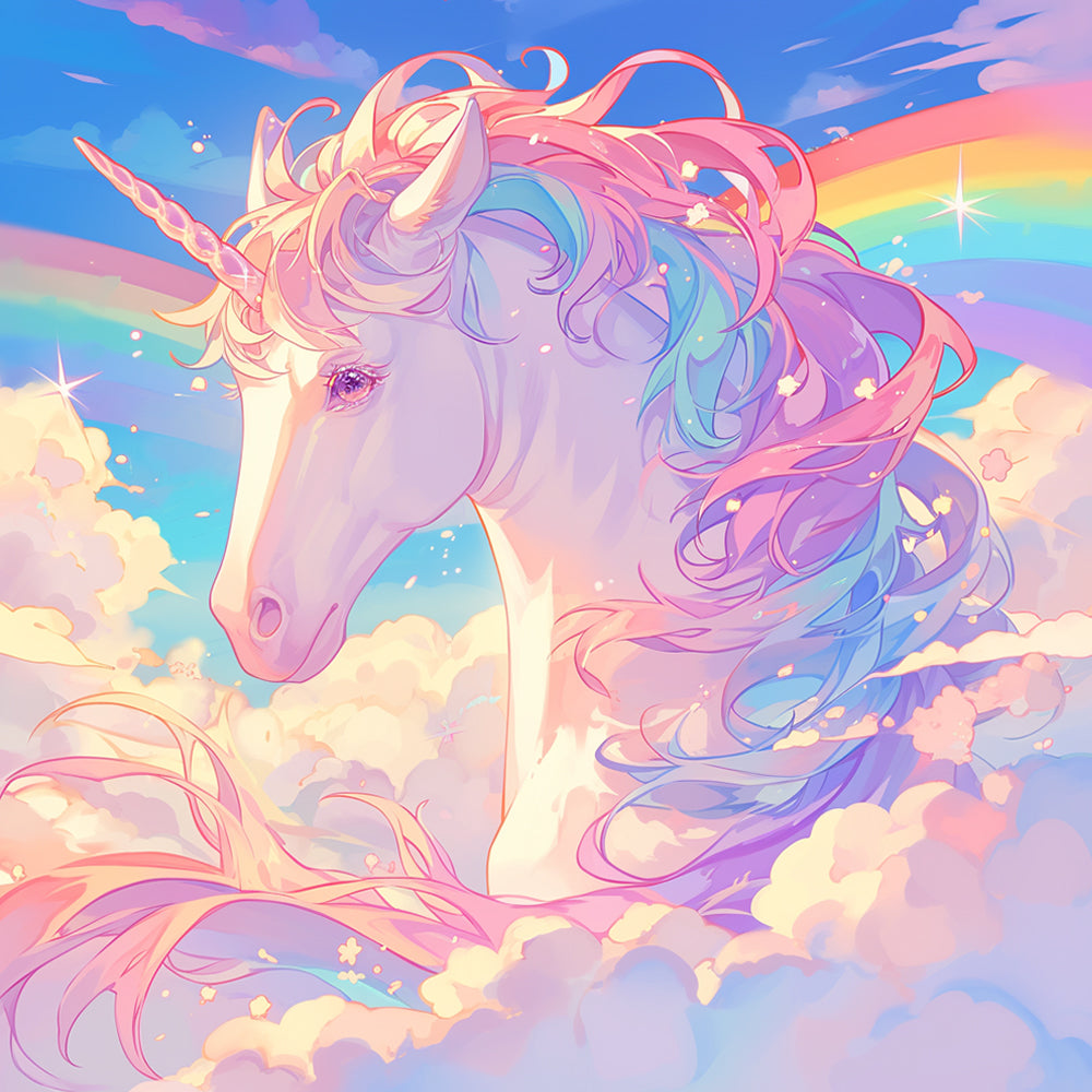 Pastel sky unicorn cross stitch kit for beginners