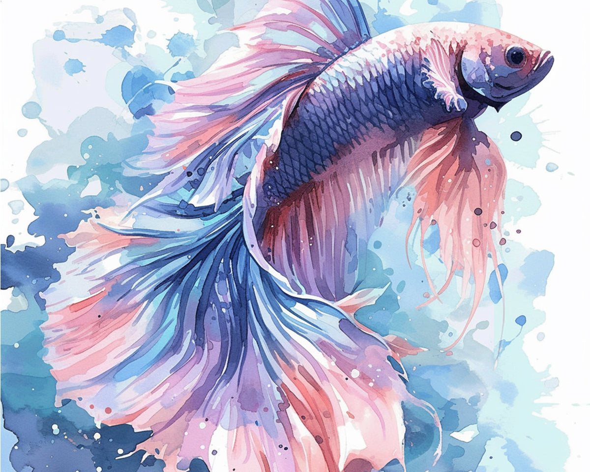 Pastel watercolor betta fish cross stitch kit for beginners