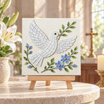 Peace dove sea glass art kit displayed as seasonal home decor