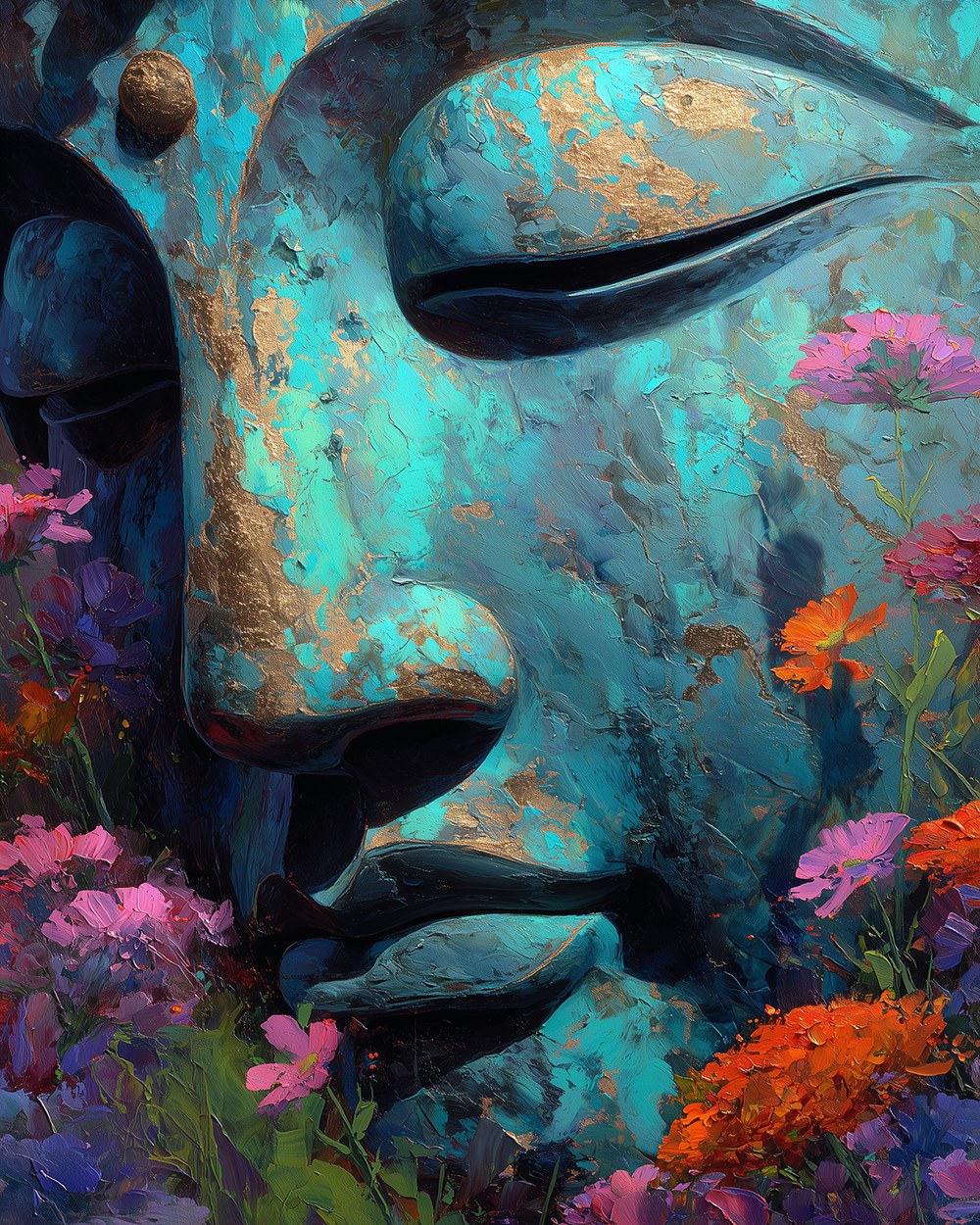 Peaceful buddha face cross stitch kit for beginners