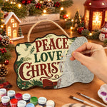 Peaceful christmas vibe paint by numbers door hanger painting process