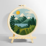 Peaceful mountain and lake punch needle kit for beginners