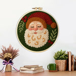 Finished peaceful santa claus portrait artwork displayed on a wall