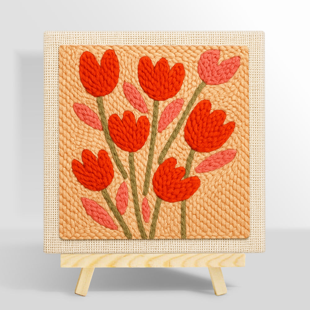 Peach tulips punch needle kit for beginners