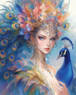 Peacock goddess cross stitch kit for beginners