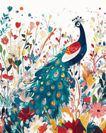 Peacock in wild floral garden cross stitch kit for beginners
