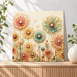 Finished pearl dandelion floral art pearl diamond painting artwork displayed as holiday home decor