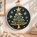 Pearl decorated tree embroidery hoop wall art displayed as warm and cozy handmade home decor