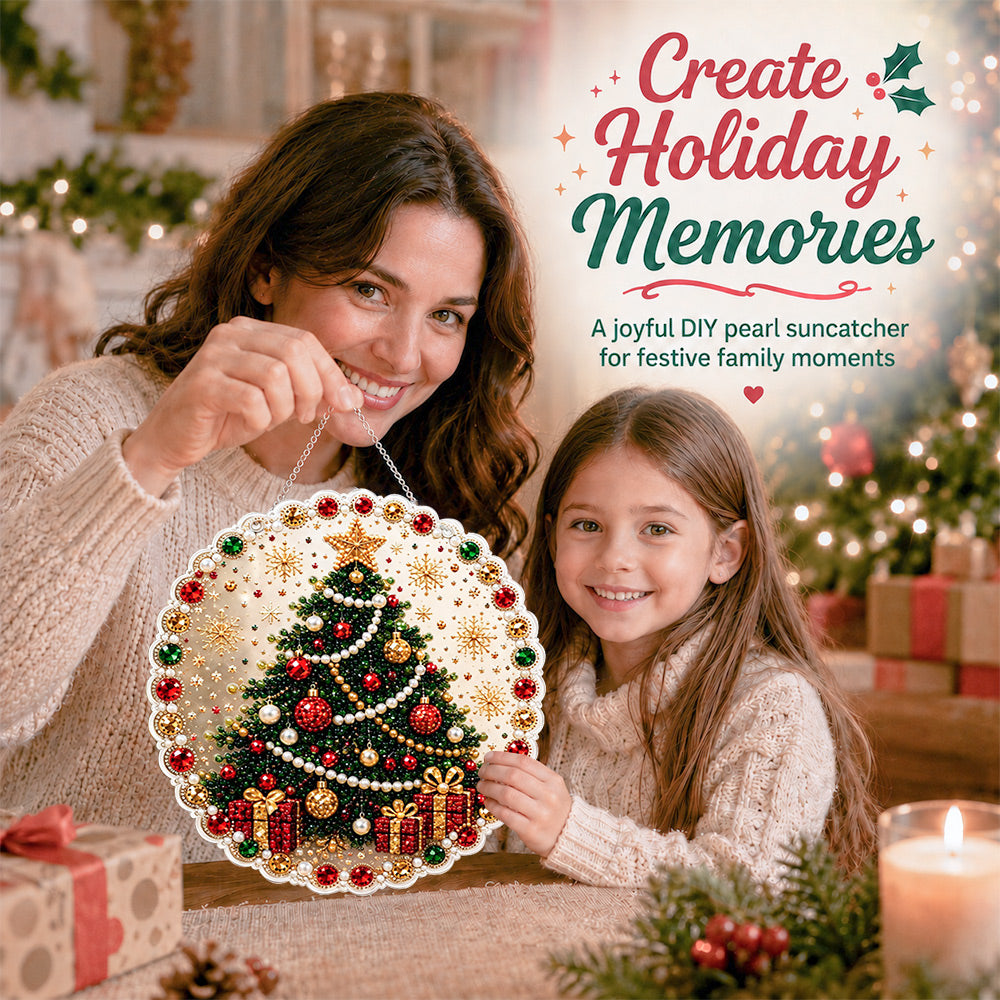 Family enjoying creative time with a pearl diamond painting kit at home