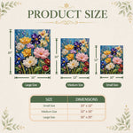 Pearl diamond painting kit size guide showing three rectangle sizes