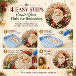 Hands creating a pearl diamond painting kit with pearl beads and tools