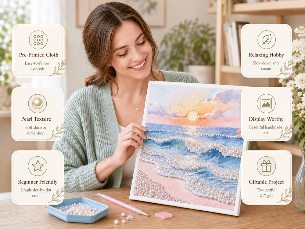 Pearl Diamond Painting with Frame Feature