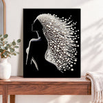 Finished pearl lady silhouette pearl diamond painting artwork displayed as home decor