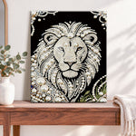 Finished pearl lion portrait pearl diamond painting artwork displayed as home decor