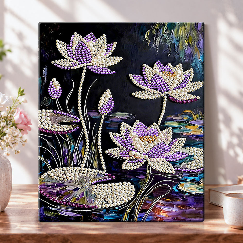 Pearl lotus pond pearl diamond painting kit for beginners