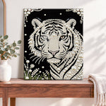 Finished pearl tiger face pearl diamond painting artwork displayed as home decor