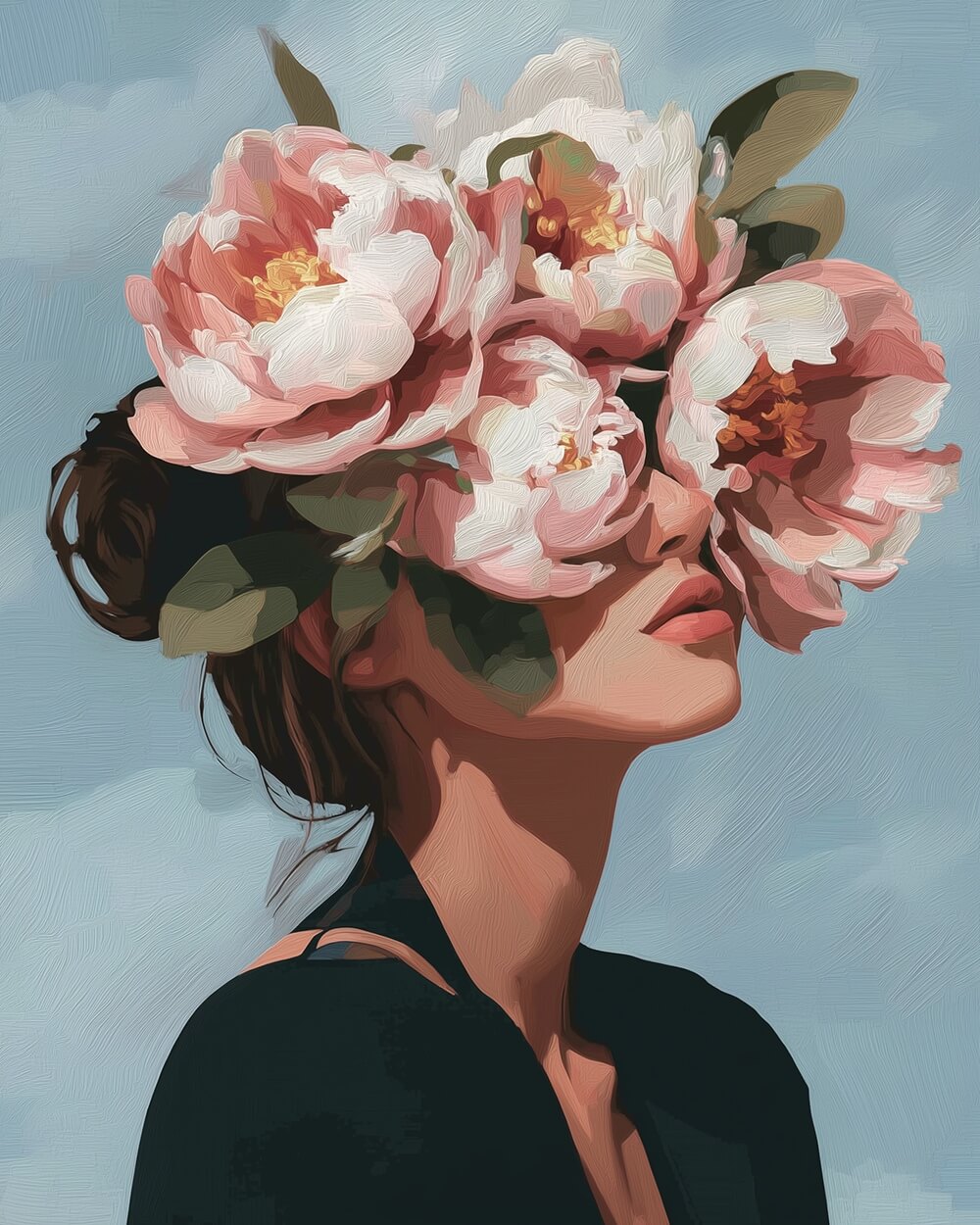 Peony face art cross stitch kit for beginners