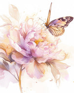 Peony with butterfly cross stitch kit for beginners