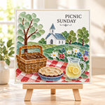 Picnic sunday sea glass art kit finished artwork on display