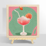 Pink cocktail with grapefruit punch needle kit for beginners