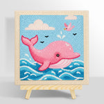 Pink dolphin jumping from waves punch needle kit for beginners