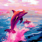 Pink dolphin ocean cross stitch kit for beginners