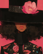 Pink floral hat cross stitch kit for beginners