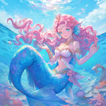 Pink hair anime mermaid cross stitch kit for beginners