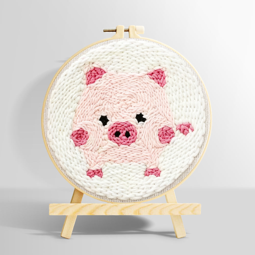 Pink piglet punch needle kit for beginners