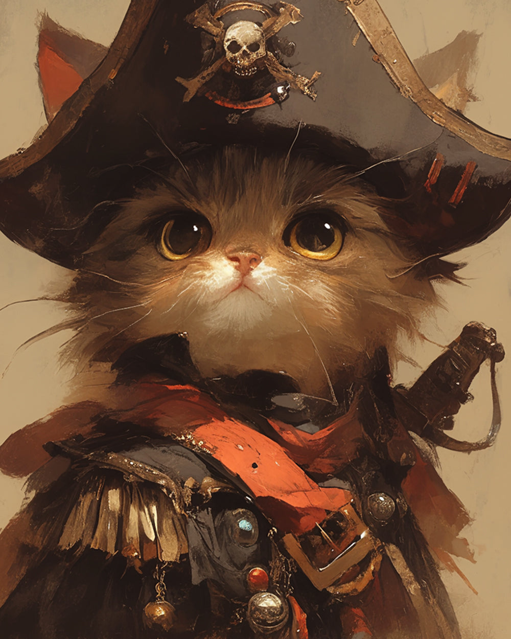Pirate cat portrait cross stitch kit for beginners