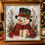 Plaid scarf snowman pearl diamond painting kit for beginners