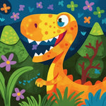 Playful cartoon dinosaur cross stitch kit for beginners