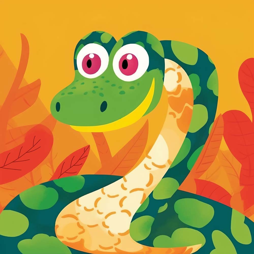 Playful cartoon snake cross stitch kit for beginners