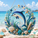 Playful dolphin pearl diamond painting kit for beginners