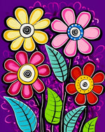 Playful floral art cross stitch kit for beginners